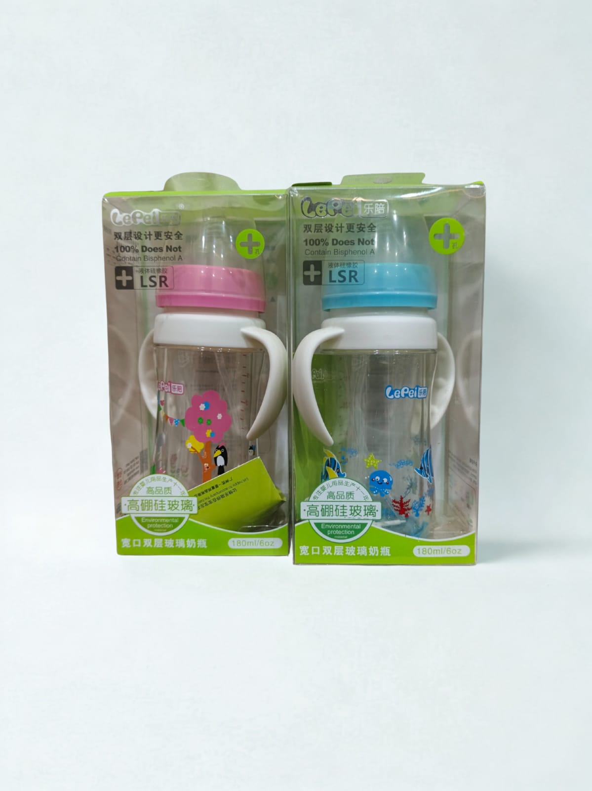 Lepei Wide-Neck Glass Baby Feeder Bottle (180ml / 6oz)