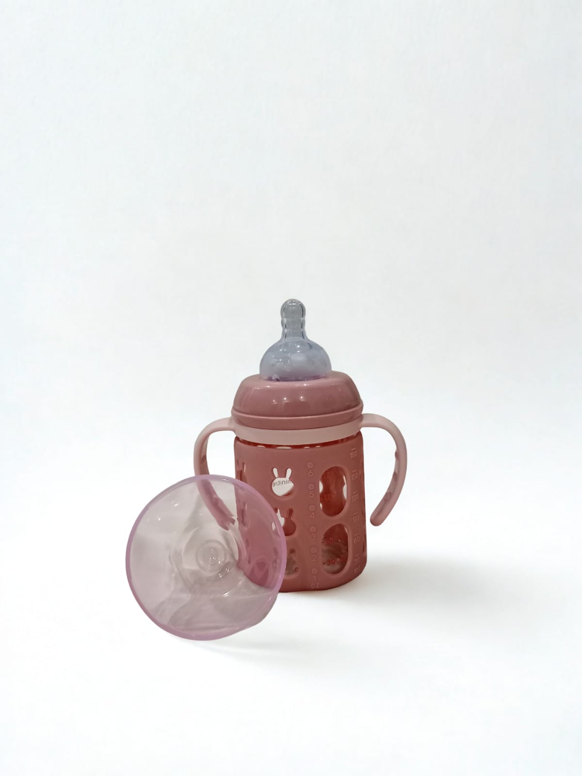 Minitree Wide-Neck Glass Feeding Bottle with Handle (180ml / 6oz)