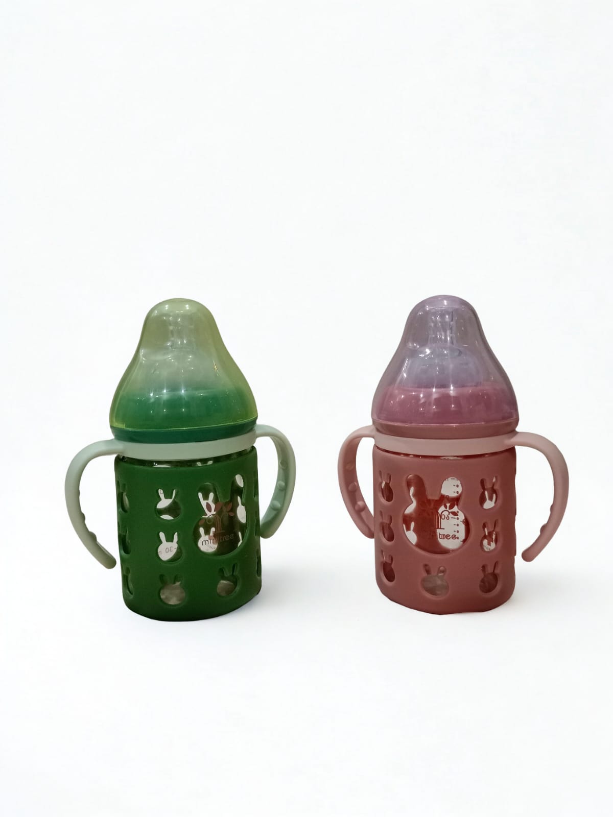 Minitree Wide-Neck Glass Feeding Bottle with Handle (180ml / 6oz)